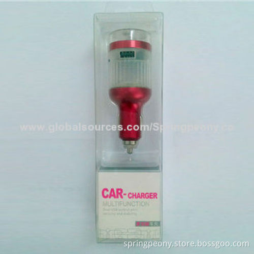 Multi-functional Double UBS Car Charger with 12-24V DC Input